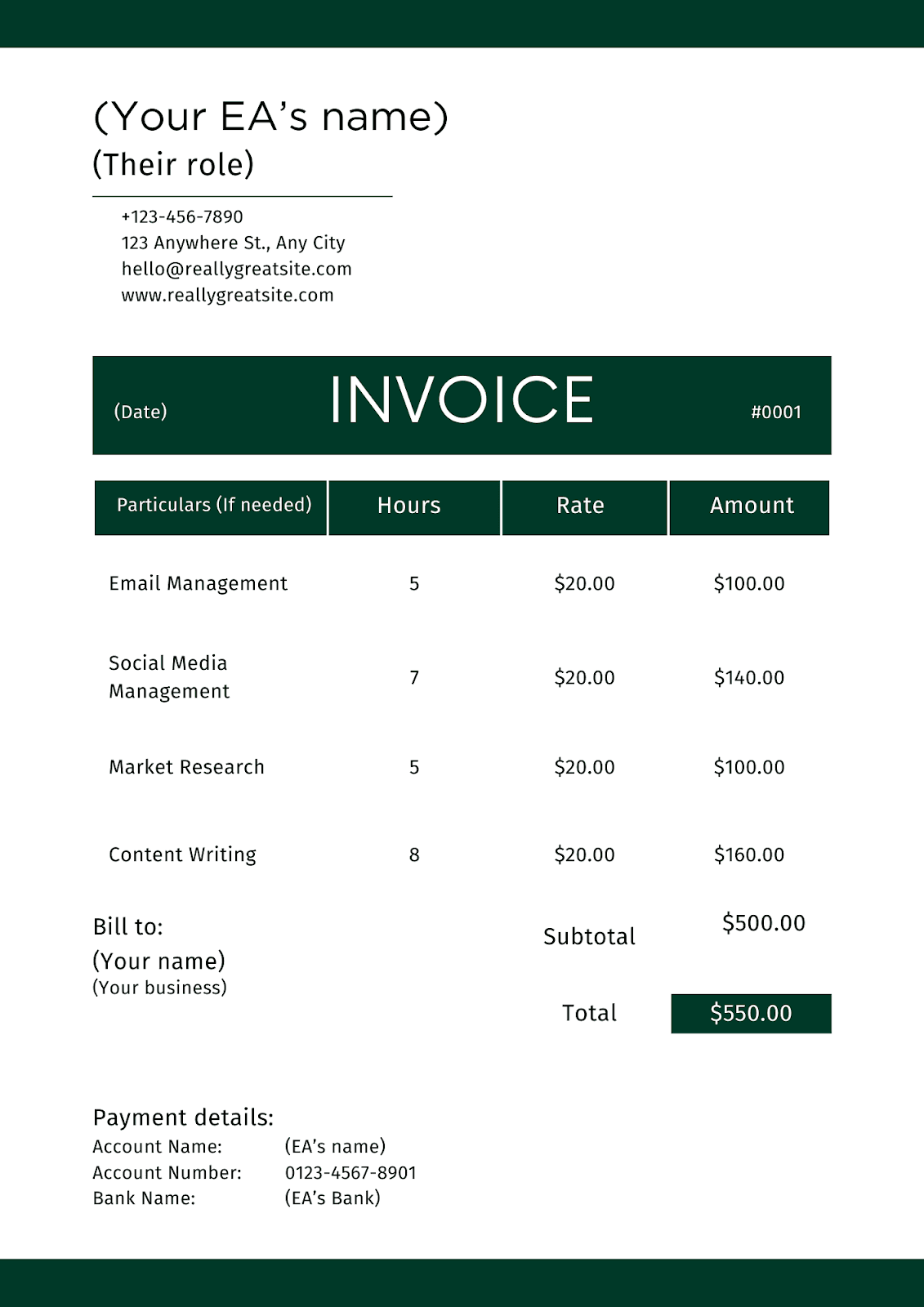 VA invoice template